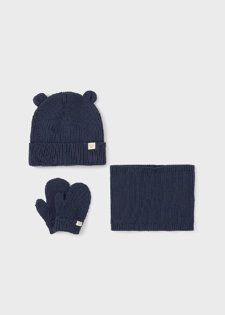 Conj. gorro cuello 3pc Azul
