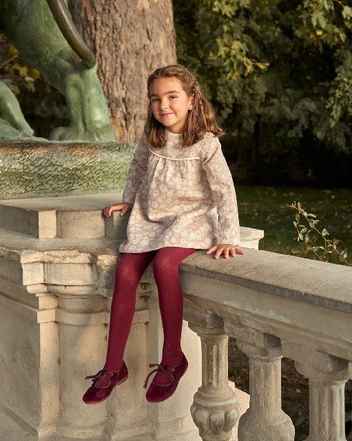 Vestido de niña en beige con estampado floral BEIG