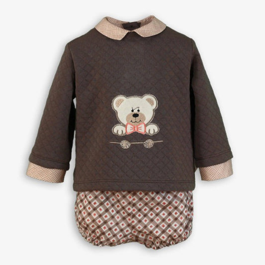 CONJUNTO BEBE NIÑO MARRON