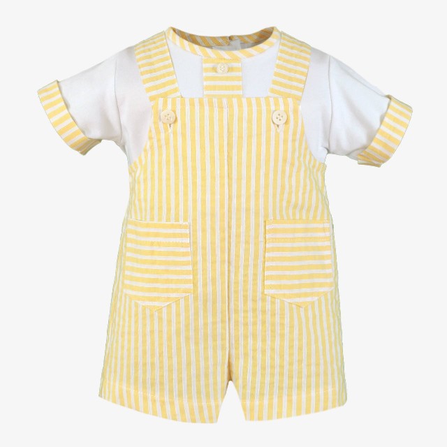 CAMISETA-PETO BEBE NIÑO BLANCO-AMARILLO