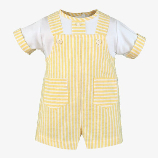 CAMISETA-PETO BEBE NIÑO BLANCO-AMARILLO
