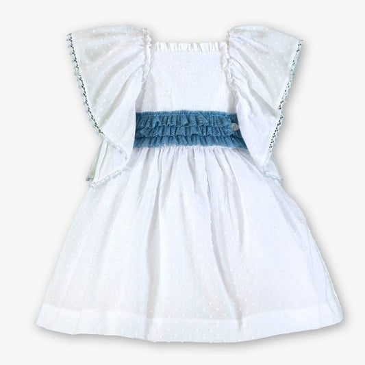 VESTIDO INFANTIL BLANCO-AZUL