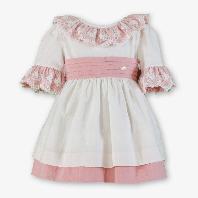VESTIDO INFANTIL BLANCO-ROSA