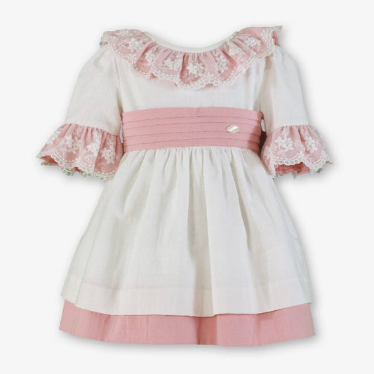 VESTIDO INFANTIL BLANCO-ROSA