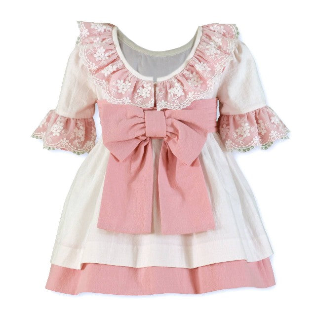 VESTIDO INFANTIL BLANCO-ROSA