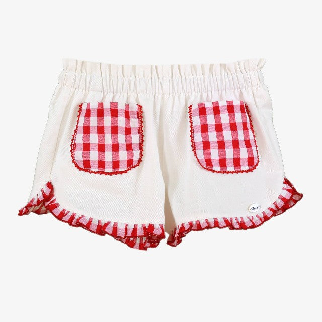 SHORT INFANTIL NIÑA BLANCO-ROJO