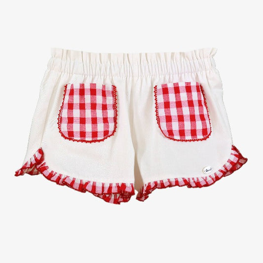 SHORT INFANTIL NIÑA BLANCO-ROJO