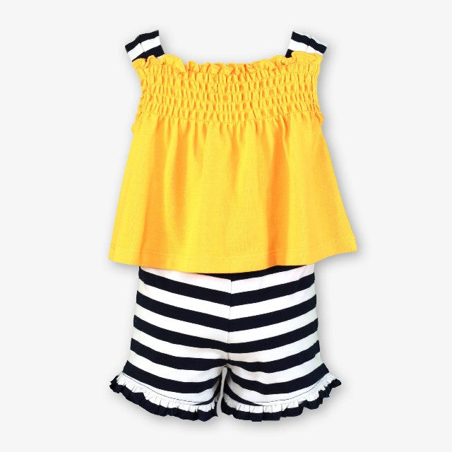 CAMISETA-BERMUDA BEBE NIÑA MANDARINA